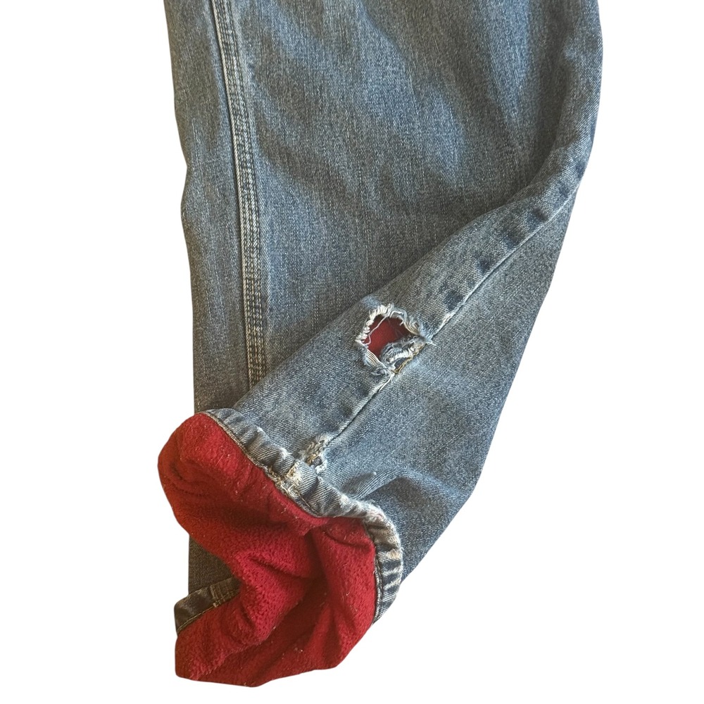 VTG Y2K Mens 32x34 Faded Glory Fleece Lined Carpenter Denim Blue Jeans Pants - Picture 3 of 5